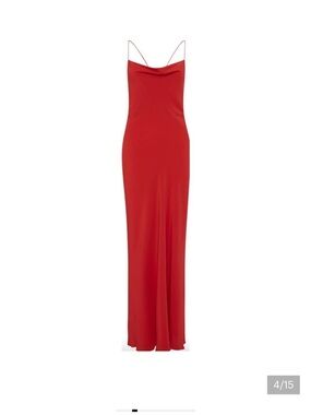 MATTEAU Cowl Slip Silk Dress Rosso Red Classic Long Maxi Formal Y2K SZ 1 NWT